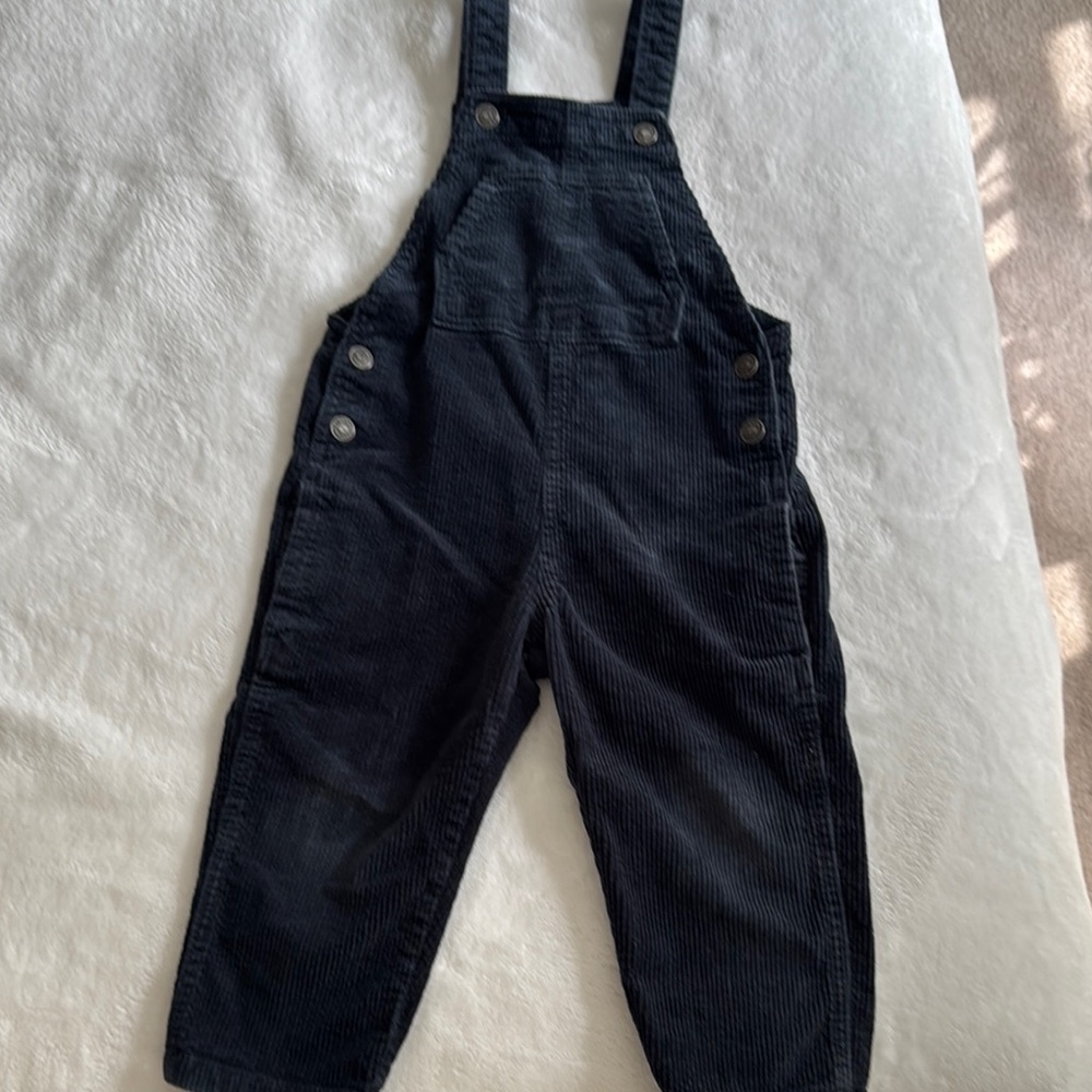 Kids Black Corduroy Overalls